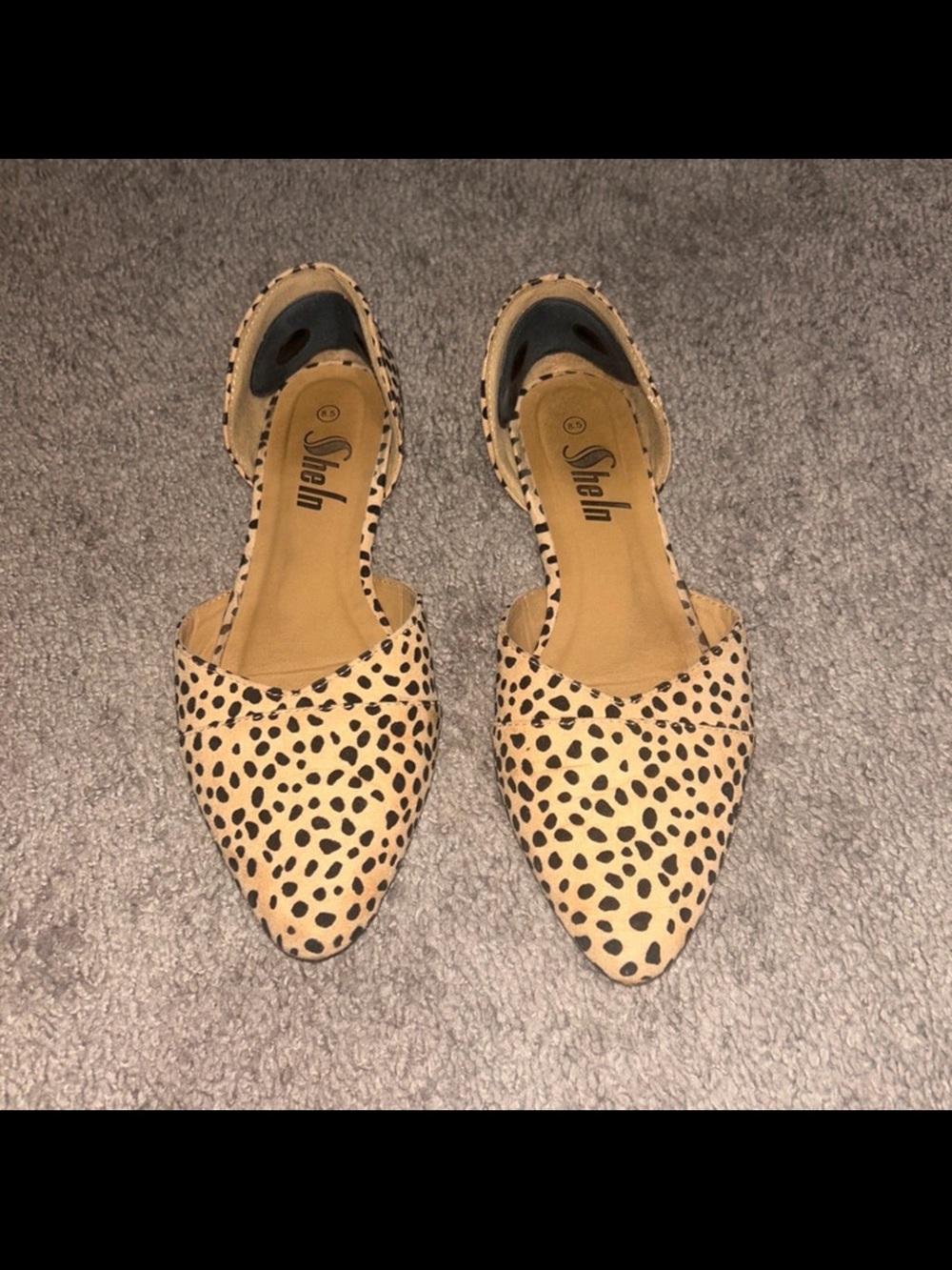 SHEIN Beige & Black Leopard D'Orsay Pointed Flats